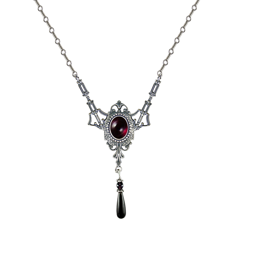 Sterling Silver Victorian Necklace With Garnet